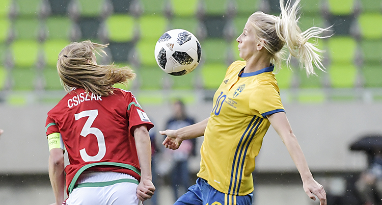 Kamp om bollen i matchen mot Ungern
