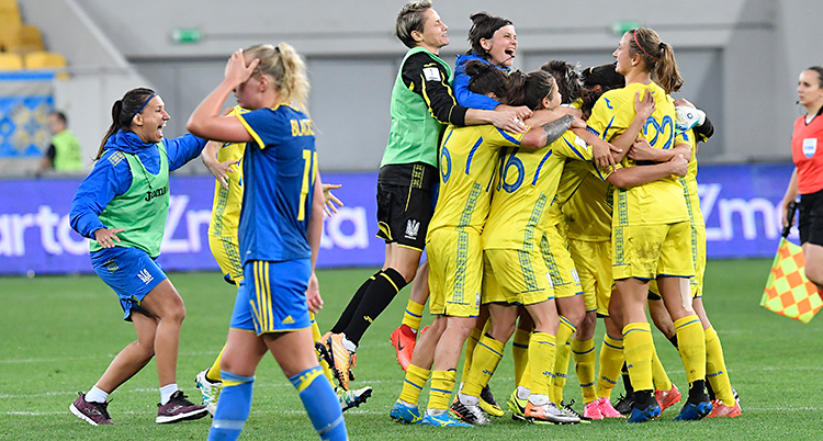 Ukrainas spelare jublar