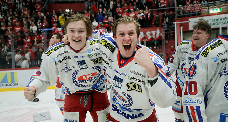 Glada spelare jublar över segern