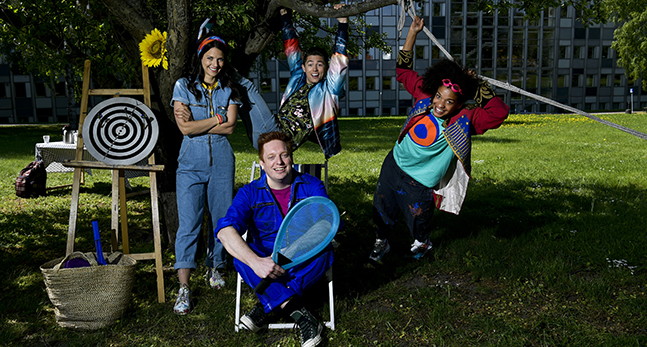 Programledarna Malin Olsson, Alexander Hermansson, Angelika Prick och Markus Granseth.