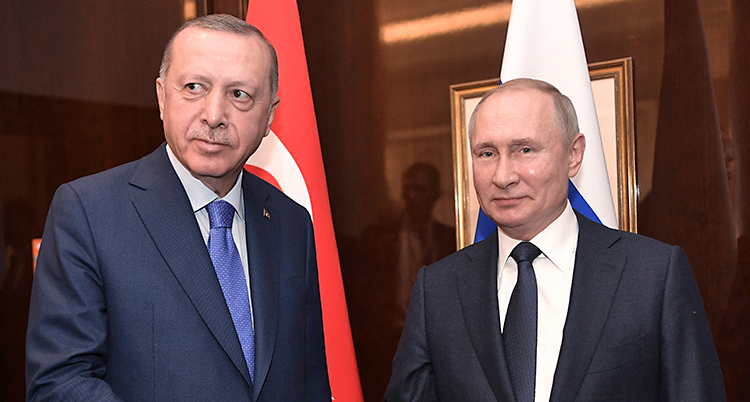 Erdogan och Putin bredvid varandra.