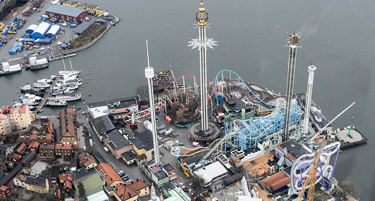 En flygbild över Gröna Lund