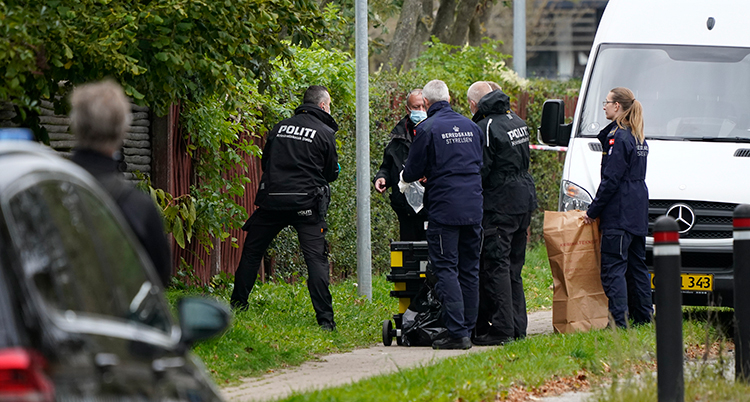 poliser står samlade i ett buskage.