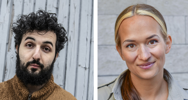 Två bilder som är tagna nära deras ansikten.