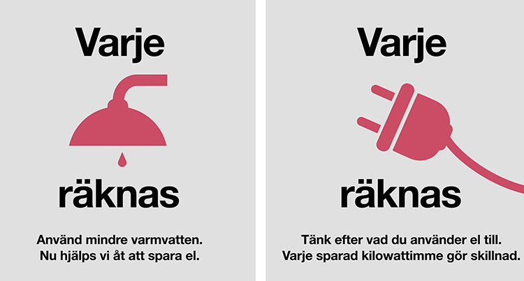 Två skyltar med symboler och text bredvid varandra