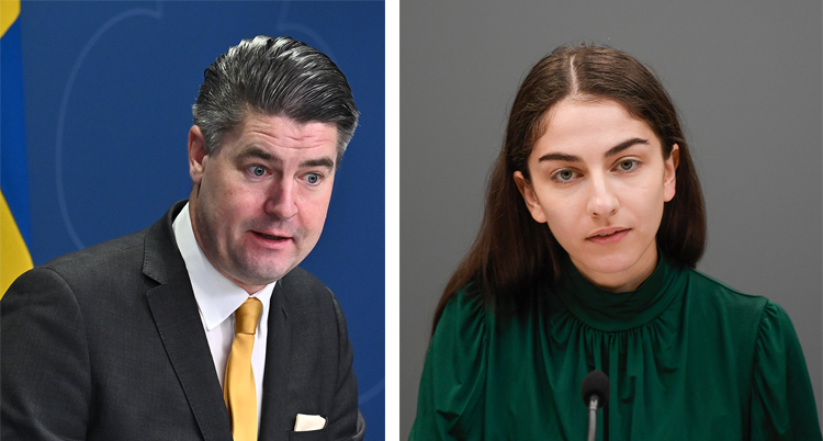 Två bilder. Han har gul slips och hon grön tröja.