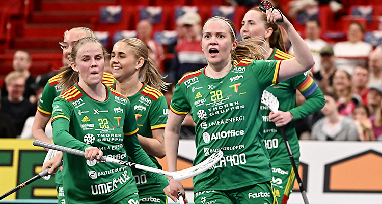 Spelare som firar efter ett mål.