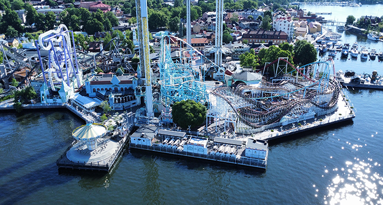 En flygbild över Gröna Lund.