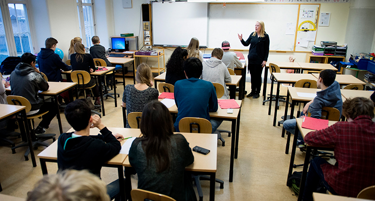 En lärare undervisar en klass.