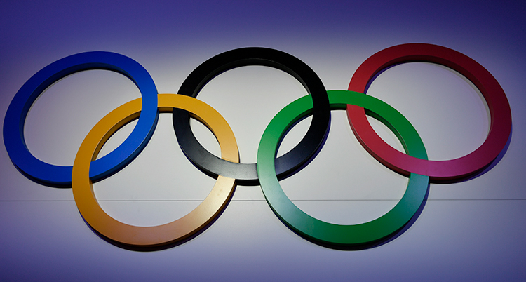 De olympiska ringarna som är symbolen för de olympiska spelen.